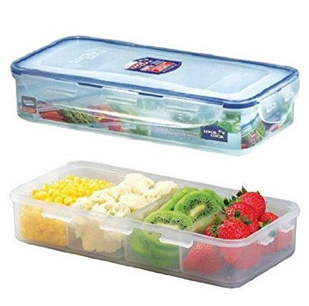 LOCK & LOCK 54-Fluid Ounce Rectangular Food Container with Divider, Short, 6.6-Cup