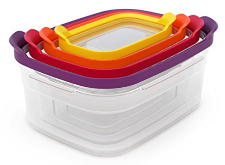 Joseph Joseph Set of 4 Compact Storage Containers with Assorted Color Lids