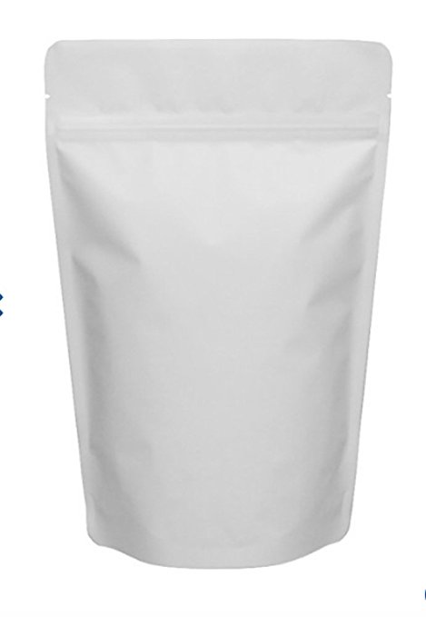 Matte White 5” X 7 ¾” Stand Up Airtight Smell Proof Zipper Pouch Bags for Herb Coffee Powder Medicine Multipurpose Storage 4 oz (100)