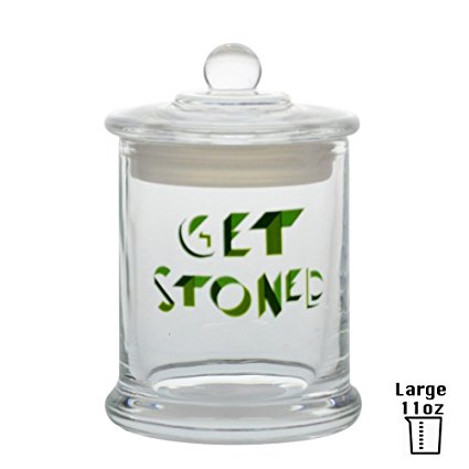 Vapors & Things Clear Glass Odorless Medical Herb Jar Stash Container (Large – 11oz, GETSTONED)