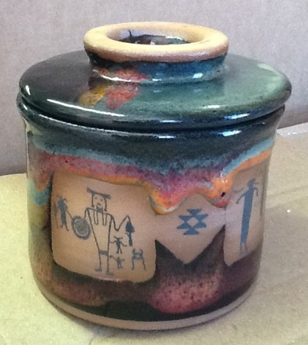 French Butter Keeper with LaFonda design in Moonscape Glaze