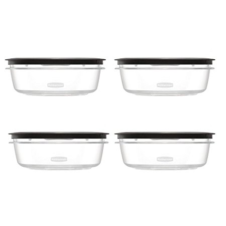 Rubbermaid Rubbermaid Premier Food Storage Container, 9 Cup, Grey Pack of 4